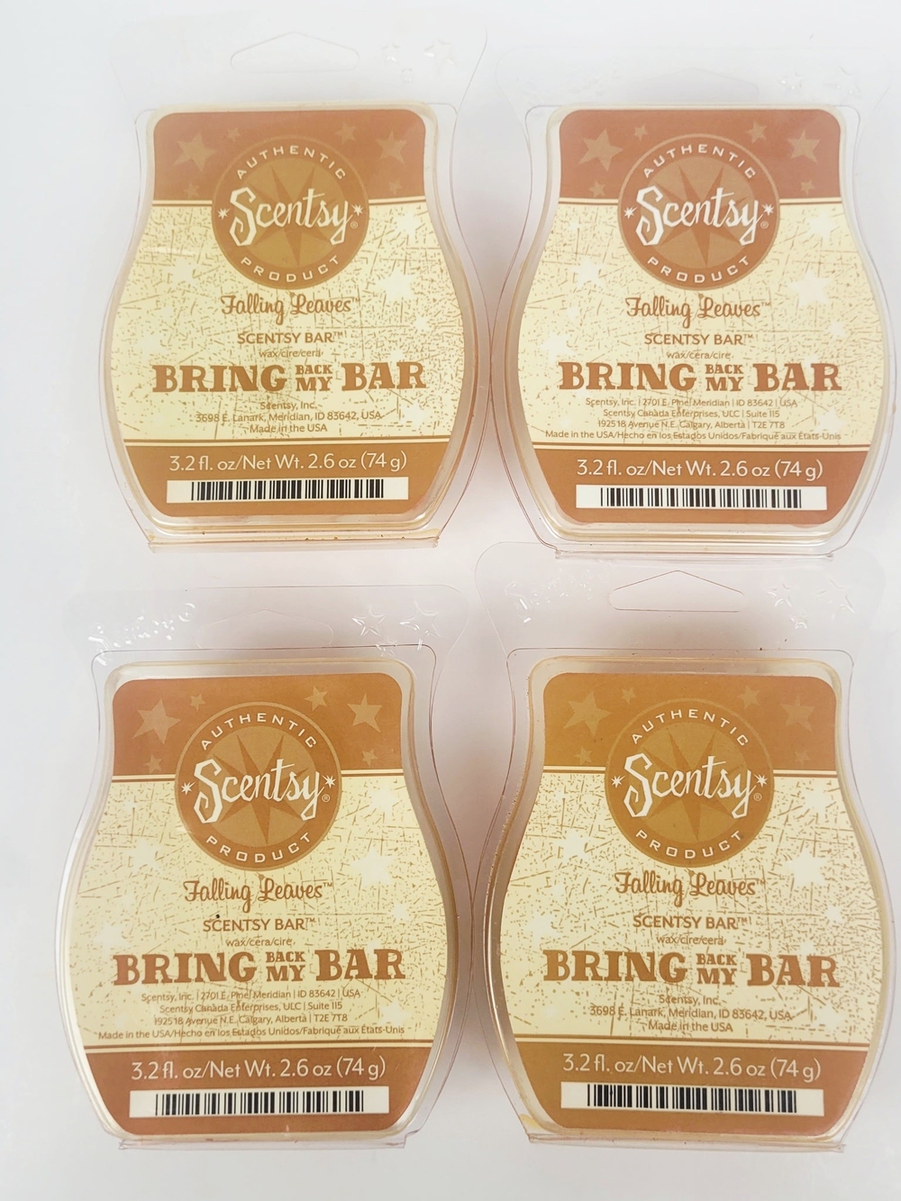 Scentsy Wax Bars Falling Leaves~Bring Back My Bar 3.2 oz~Lot of 4